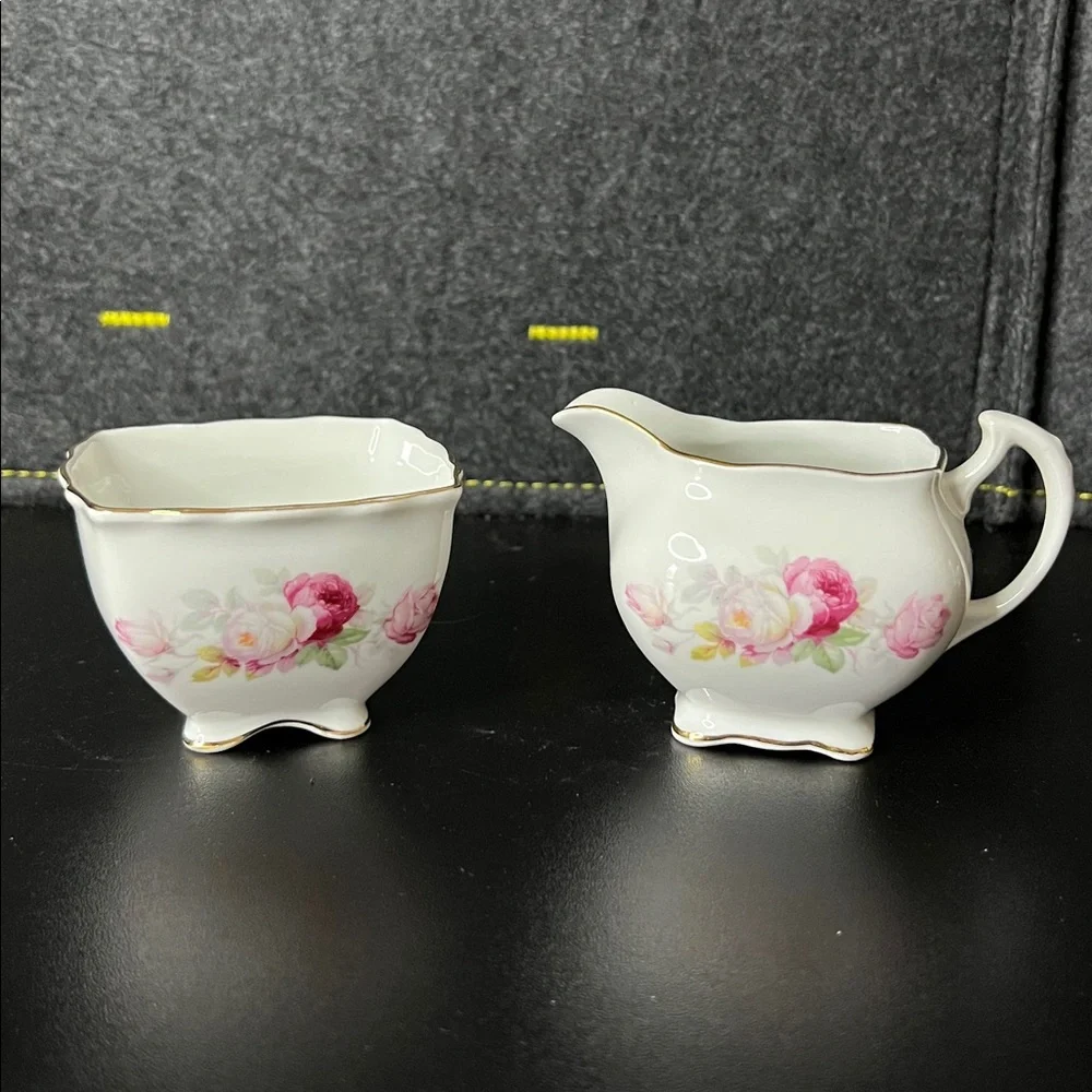 Vintage Schumann Arzberg Germany Antique‎ Rose Creamer & Open Sugar Bowl